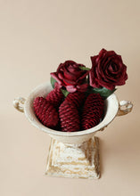 Load image into Gallery viewer, Pack of 9 Burgundy Red Pine Cones - 3.5" Long