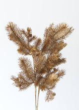 Load image into Gallery viewer, Faux Glittered Gold Pine Branch with Pine Cones- 28"