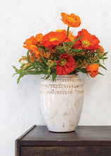 Load image into Gallery viewer, Cream Distressed Terracotta Floral Vase - 9.25" Tall