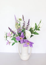 Load image into Gallery viewer, Cream Purple Vase Ready Flower Bundle 17"