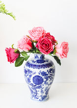 Load image into Gallery viewer, Ceramic Ginger Jar Vase in Blue and White - 10.5" Tall