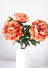Load image into Gallery viewer, Dark Coral Orange Fake Garden Peony - 6" Bloom