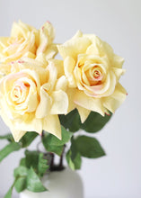 Load image into Gallery viewer, Yellow Fake Real Touch Open Dutchess Rose