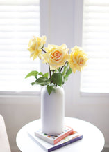 Load image into Gallery viewer, Yellow Fake Real Touch Open Dutchess Rose