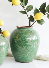 Load image into Gallery viewer, Terra Cotta Flower Vase with Green Glaze - 9.5" Tall