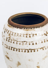 Load image into Gallery viewer, Cream Distressed Terracotta Floral Vase - 9.25" Tall