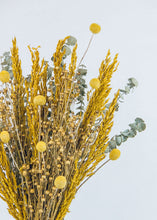 Load image into Gallery viewer, Yellow Billy Button and Flax Dried Flower Bouquet - 24" Tall