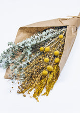 Load image into Gallery viewer, Yellow Billy Button and Flax Dried Flower Bouquet - 24" Tall