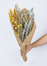 Load image into Gallery viewer, Yellow Billy Button and Flax Dried Flower Bouquet - 24" Tall