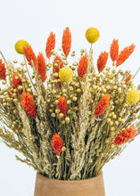 Load image into Gallery viewer, Yellow Billy Button and Coral Grass Dried Flower Bouquet - 20" Tall
