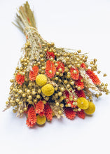 Load image into Gallery viewer, Yellow Billy Button and Coral Grass Dried Flower Bouquet - 20" Tall
