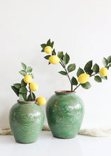 Load image into Gallery viewer, Terra Cotta Flower Vase with Green Glaze - 9.5" Tall