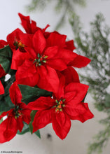 Load image into Gallery viewer, Indoor/Outdoor Water Resistant Artificial Poinsettia Bush in Red