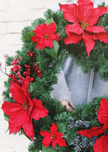 Load image into Gallery viewer, Indoor/Outdoor Water Resistant Artificial Poinsettia Bush in Red