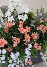 Load image into Gallery viewer, Fuchsia Silk Flower Hanging Bush in Peach Cream