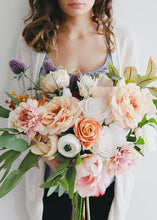 Load image into Gallery viewer, Peach Blush Real Touch Flower Large Open Rose - 27" Tall
