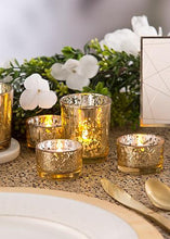 Load image into Gallery viewer, Set of 6 Mercury Glass Candle Holders in Gold - 1.25" Tall
