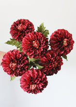 Load image into Gallery viewer, Fake Dahlia Flower in Fall Burgundy
