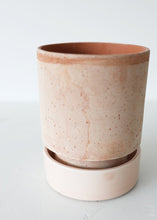 Load image into Gallery viewer, Antique Pink Terracotta Pot with Glazed Saucer - 6.5&quot; Tall x 5.5&quot; Wide with Drainage
