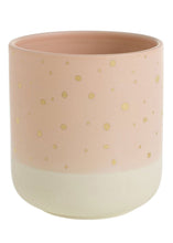 Load image into Gallery viewer, Pink Blush with Gold Decorative Dots Ceramic Flower Pot - 5.25&quot; Tall
