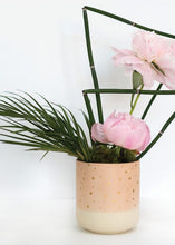 Load image into Gallery viewer, Pink Blush with Gold Decorative Dots Ceramic Flower Pot - 5.25&quot; Tall
