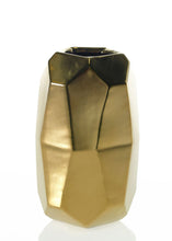 Load image into Gallery viewer, Gold Ceramic Geometric Cylinder Vase - 6" Tall
