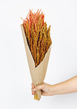 Load image into Gallery viewer, Dried Grass Bouquet in Warm Orange Yellow - 20" Tall
