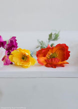 Load image into Gallery viewer, Poppy Silk Flower Bush in Orange Flame
