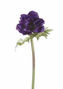Anemone Faux Flower in Royal Purple - 17.5"