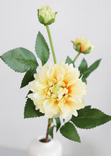 Load image into Gallery viewer, Artificial Dahlia Flowers in Soft Yellow
