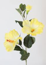 Load image into Gallery viewer, Hibiscus Silk Flower Spray in Yellow - 31" Tall x 5" Blooms

