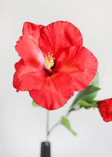 Load image into Gallery viewer, Silk Hibiscus Spray in Red - 26.5" Tall x 6.5" Bloom
