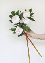 Load image into Gallery viewer, Blush Pink Silk Peony Flower Spray - 22"
