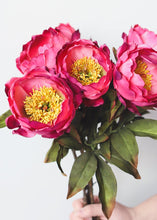 Load image into Gallery viewer, Silk Open Peony in Fuchsia - 22" Tall
