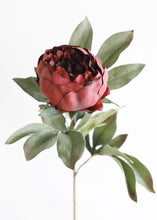 Load image into Gallery viewer, Faux Peony Flower in Burgundy - 30.5" Tall
