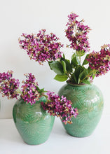 Load image into Gallery viewer, Terra Cotta Flower Vase with Green Glaze - 9.5" Tall
