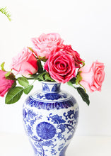 Load image into Gallery viewer, Ceramic Ginger Jar Vase in Blue and White - 10.5" Tall
