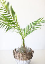 Load image into Gallery viewer, Clear Glass Bottle in Wicker Basket with Handles - 11.25" Tall
