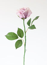 Load image into Gallery viewer, Half Opening Silk Rose in Lavender - 26" Tall
