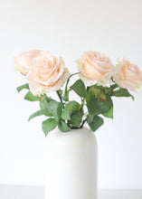 Load image into Gallery viewer, Open Silk Rose Bud in Pastel Peach Pink - 17.5" Tall
