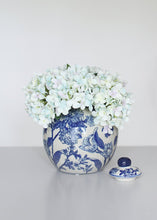 Load image into Gallery viewer, Soft Blue and Lavender Faux Hydrangea Flower Bush
