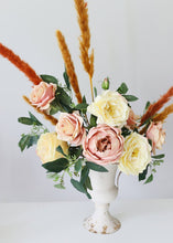 Load image into Gallery viewer, Cream Distressed Metal Urn Vase with Handles - 10.5" Tall
