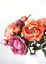 Load image into Gallery viewer, Dark Coral Orange Fake  Garden Peony - 6" Bloom
