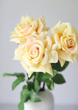 Load image into Gallery viewer, Yellow Fake Real Touch Open Dutchess Rose

