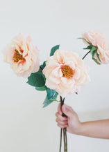 Load image into Gallery viewer, Peach Blush Real Touch Flower Large Open Rose - 27" Tall
