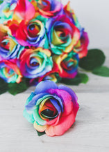 Load image into Gallery viewer, Artificial Rose Stem in Rainbow Colors - 20" Tall
