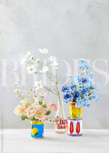 Artificial Anemone Flower Bush in Blue - 13"