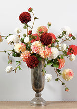 Load image into Gallery viewer, Cream and Fuchsia Pink Artificial Dahlia Flower - Large 4.5" Bloom
