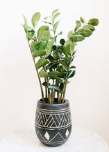 Load image into Gallery viewer, Black Pot with Geometric Pattern - 7" Wide
