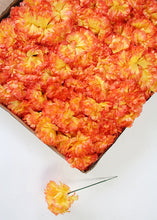 Load image into Gallery viewer, CASE OF 100 Orange Yellow Carnation Bulk Silk Flower Picks - 5" Tall

